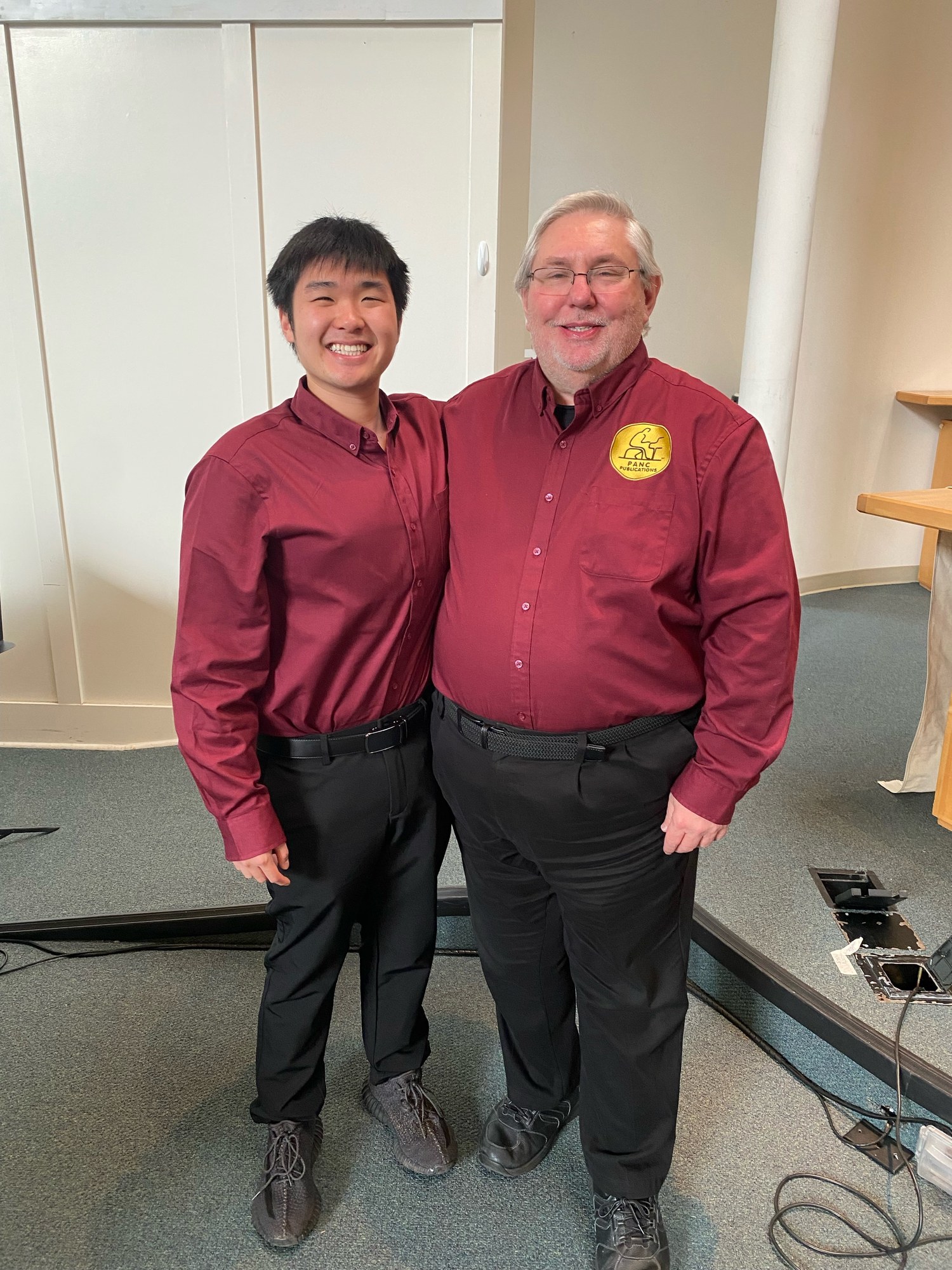 Bill and Dr. Frank Pittman together in burgundy PANC shirts